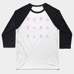 Pink Typewriter Letter N Baseball T-Shirt